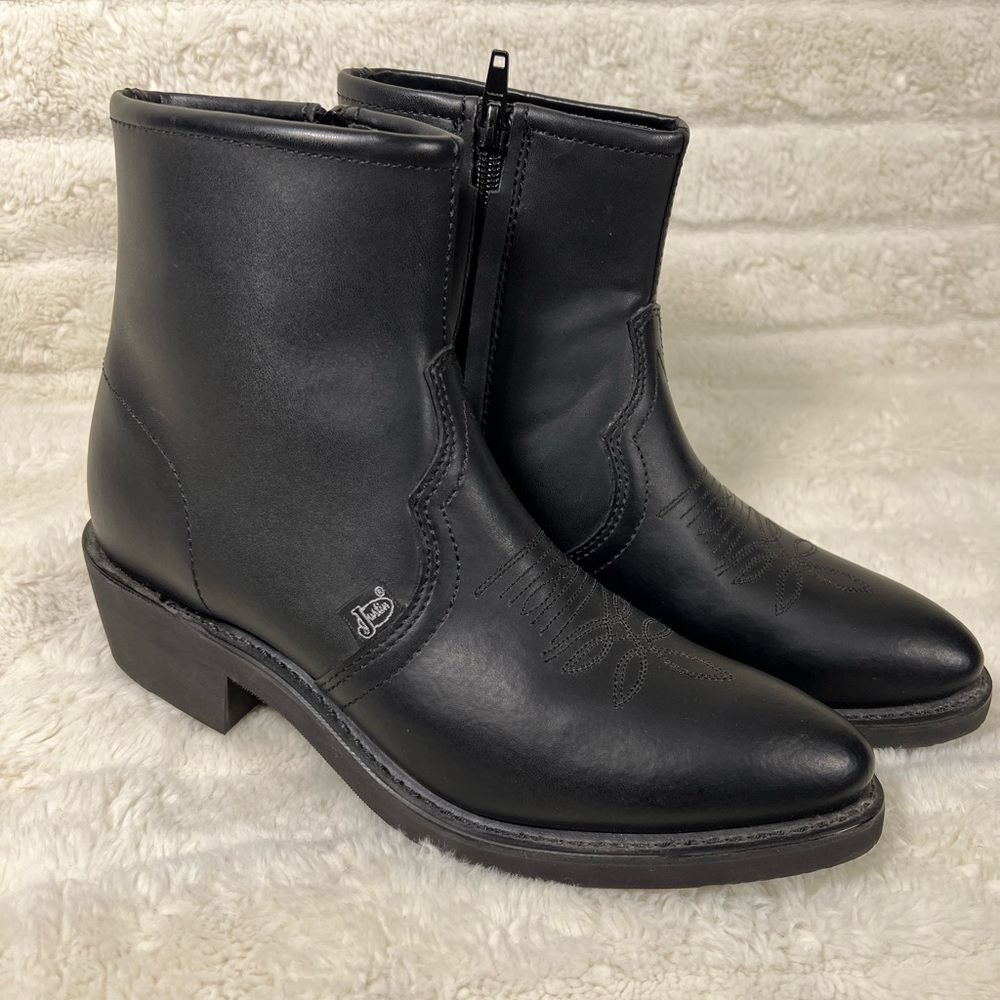 ❌SOLD❌Justin Western Black Ankle Boots Men’s Size 6D Style JB104